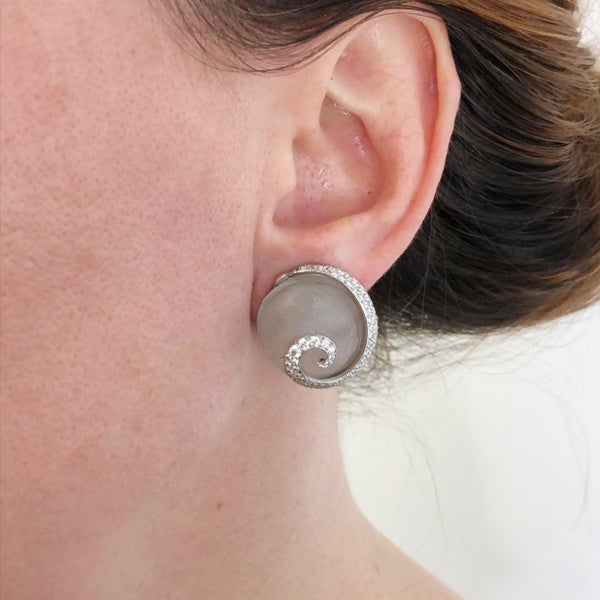 Contemporary Diamond Crystal Seashell Earrings