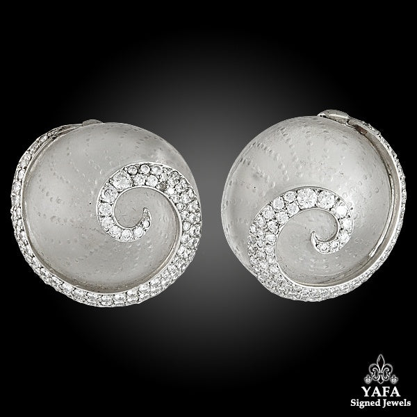 Contemporary Diamond Crystal Seashell Earrings