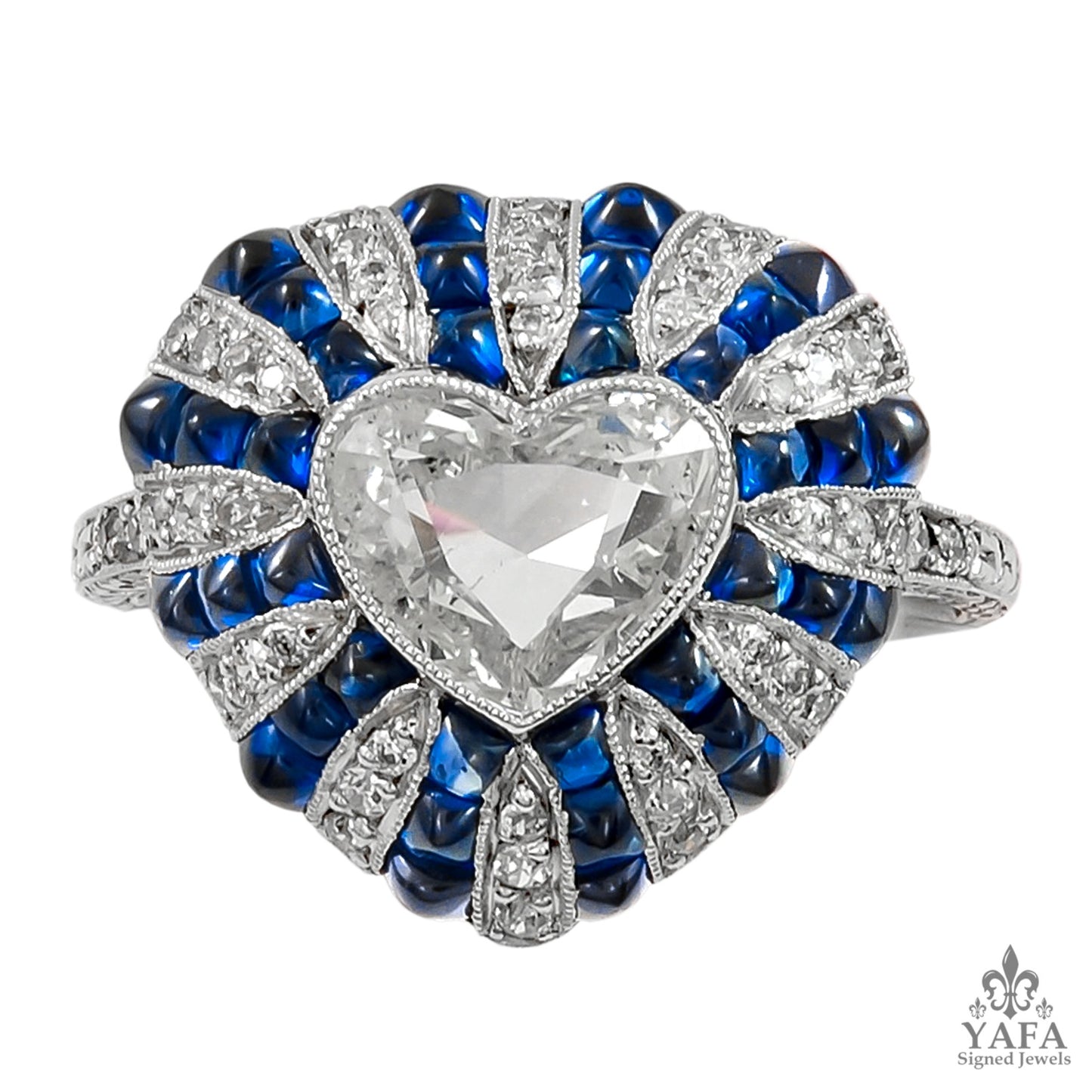 Heart Shaped Diamond, Sapphire Ring