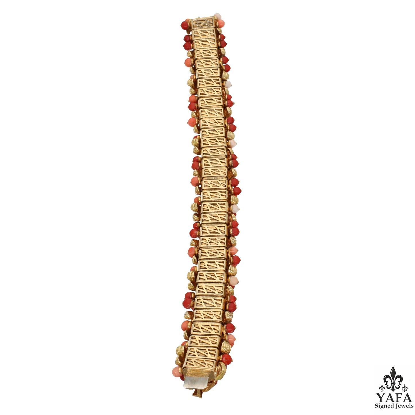 Bulgari Rome Vintage Multi Color Coral Diamond Gold Bangle