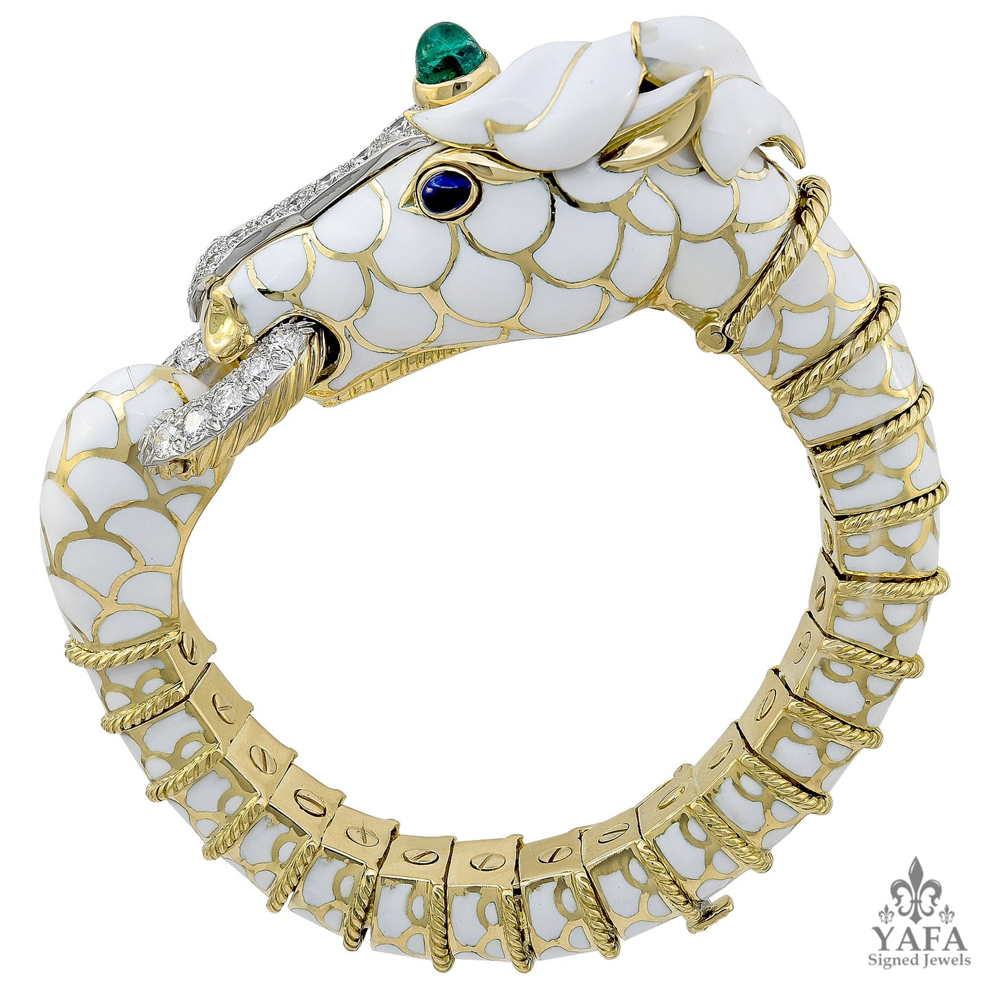 DAVID WEBB Emerald, Sapphire, Diamond Horse Bracelet