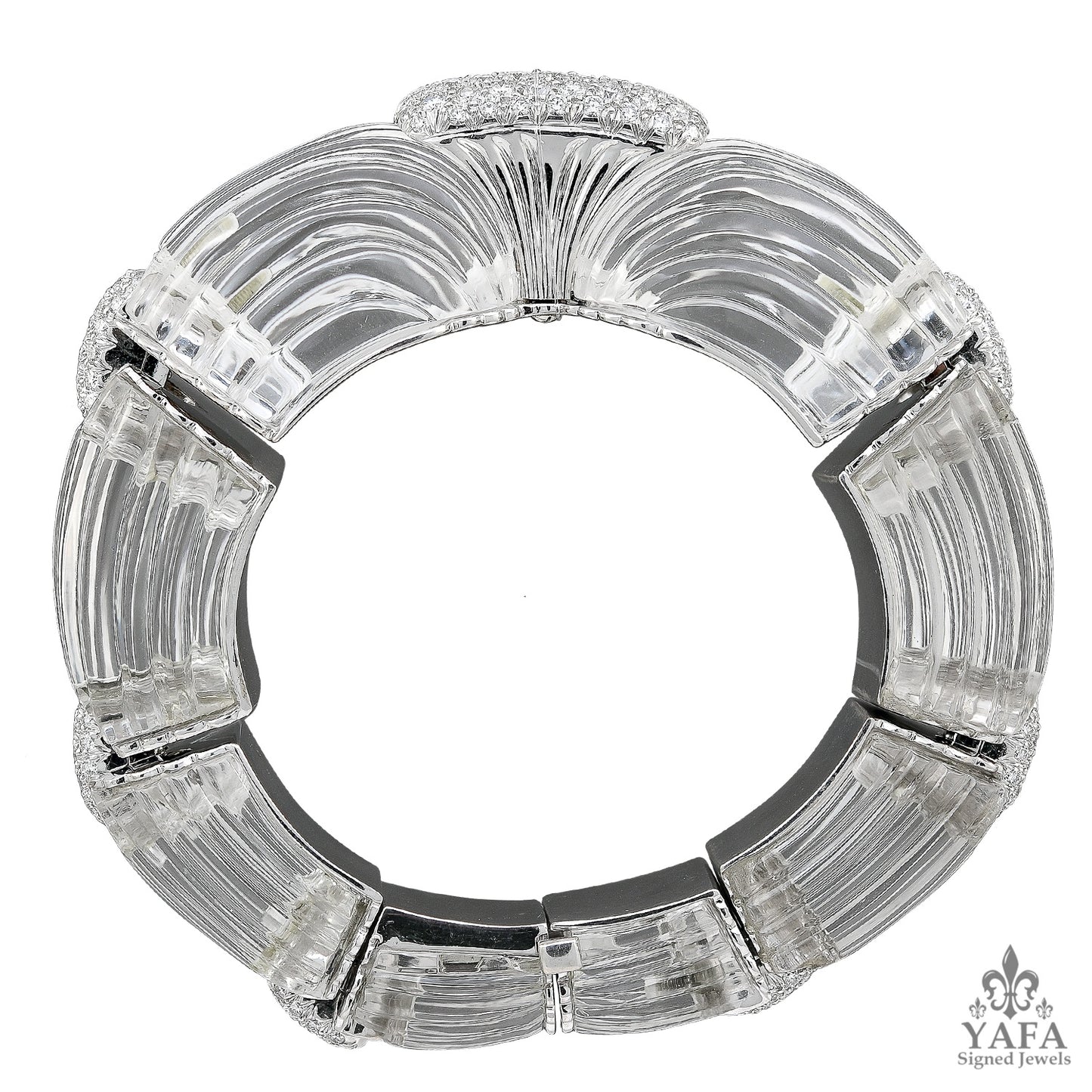 DAVID WEBB Carved Crystal, Diamond Twilight Bangle Bracelet