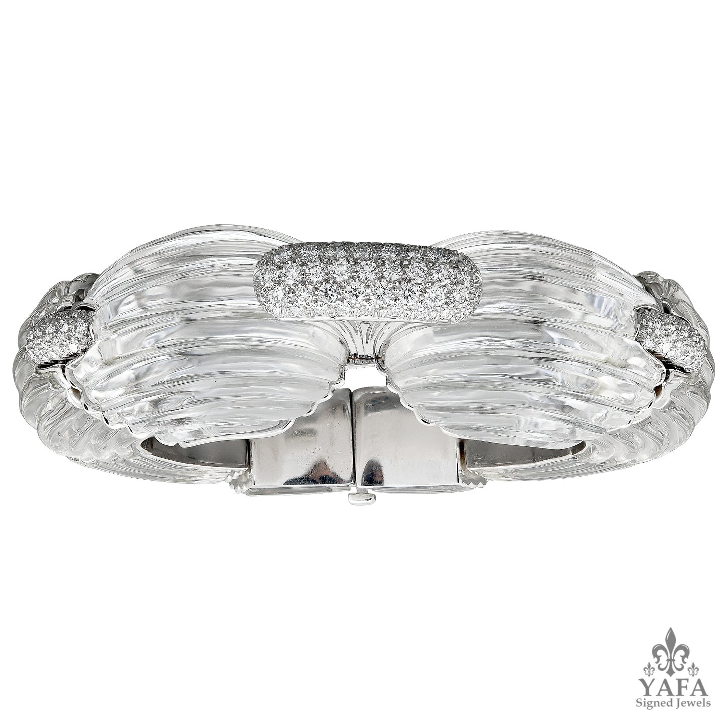 DAVID WEBB Carved Crystal, Diamond Twilight Bangle Bracelet