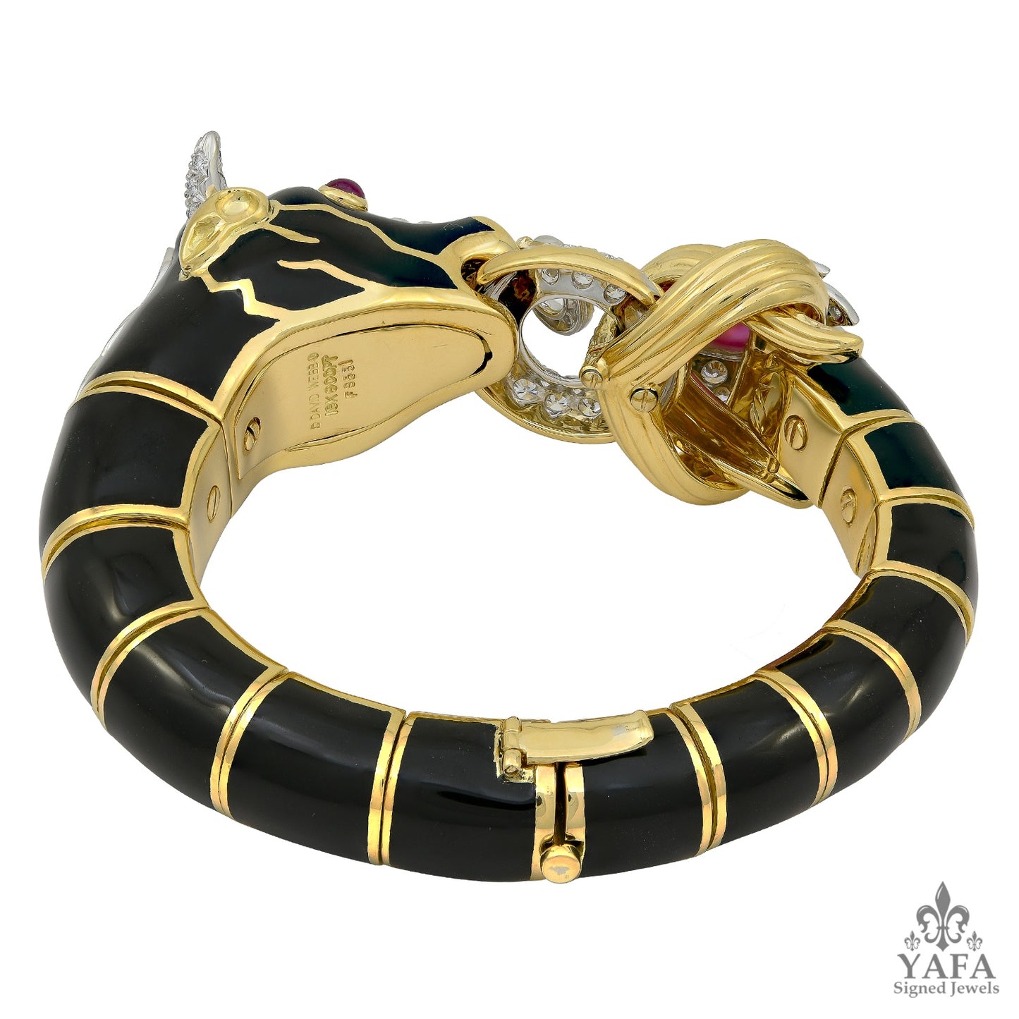 DAVID WEBB Cabochon Ruby, Diamond Bull Bracelet