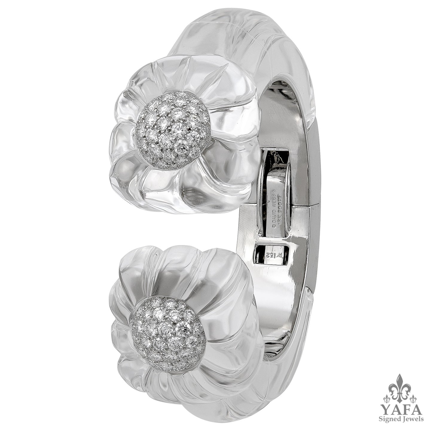 DAVID WEBB Rock Crystal, Diamond Twilight Cuff Bracelet