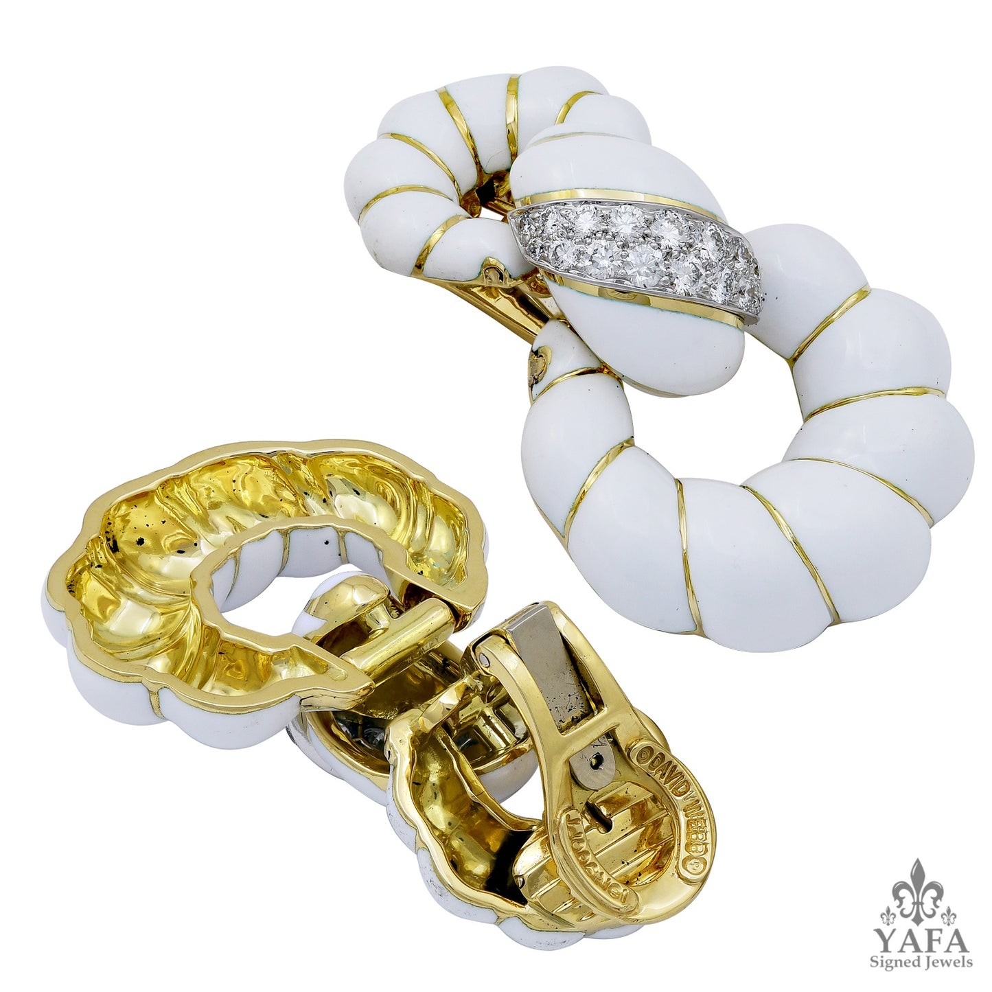 DAVID WEBB Diamond Hoop Earrings