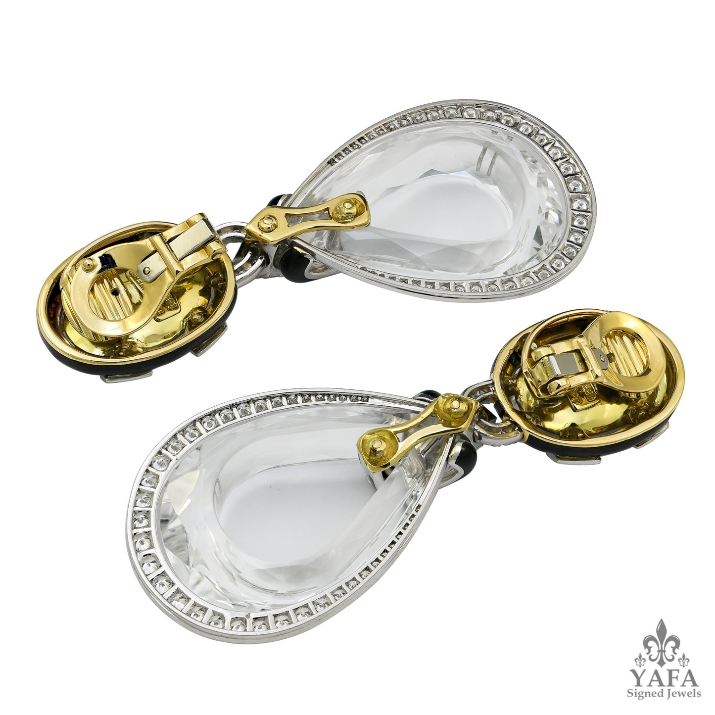 DAVID WEBB Rock Crystal, Diamond Midnight Earrings