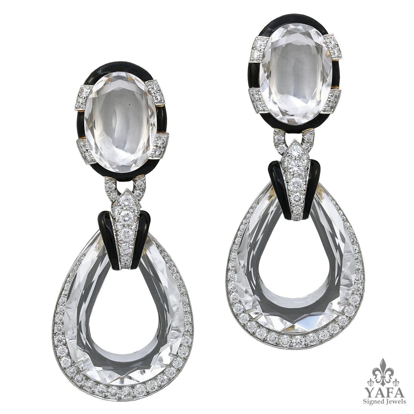 DAVID WEBB Rock Crystal, Diamond Midnight Earrings