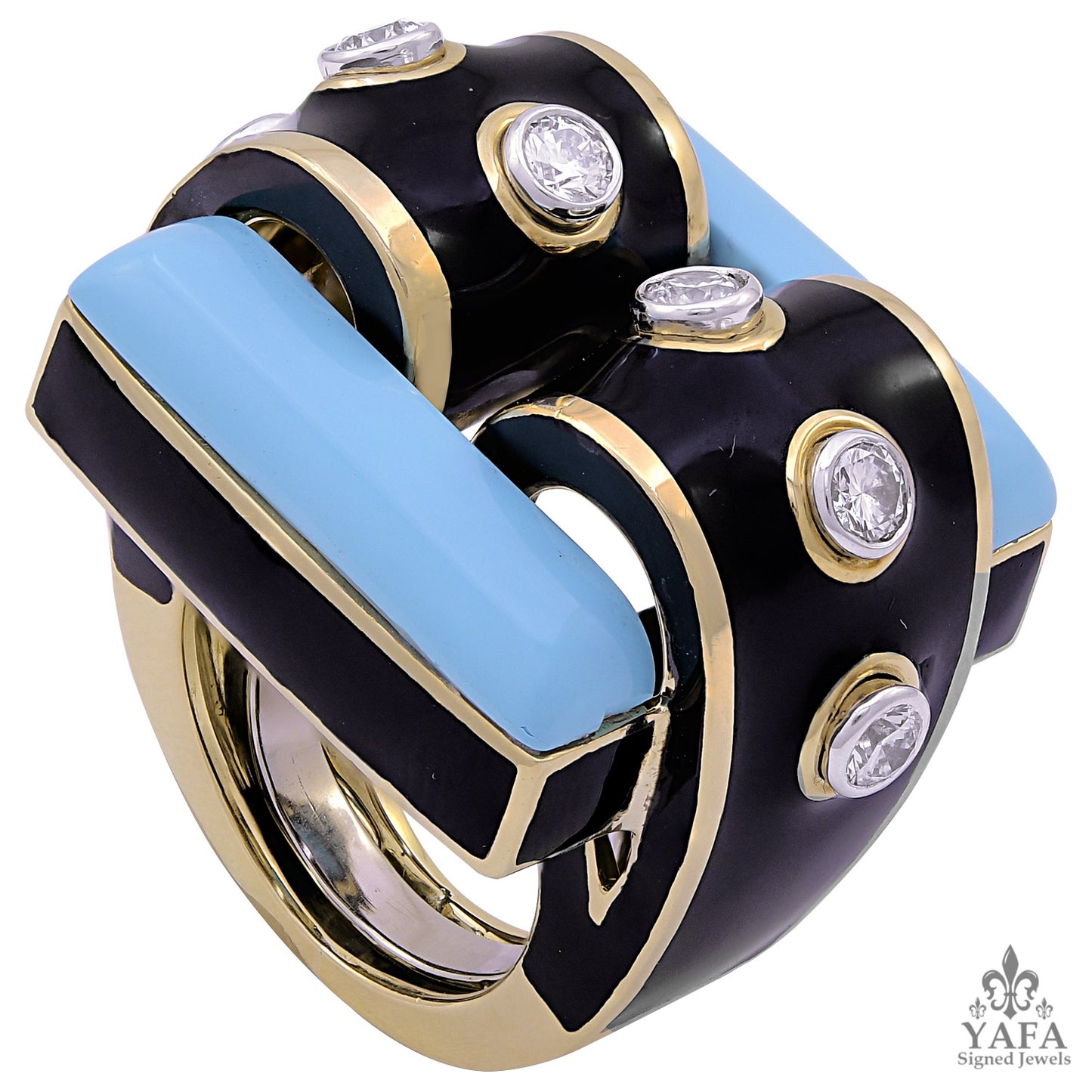 DAVID WEBB Diamond, Turquoise Rectangular Ring