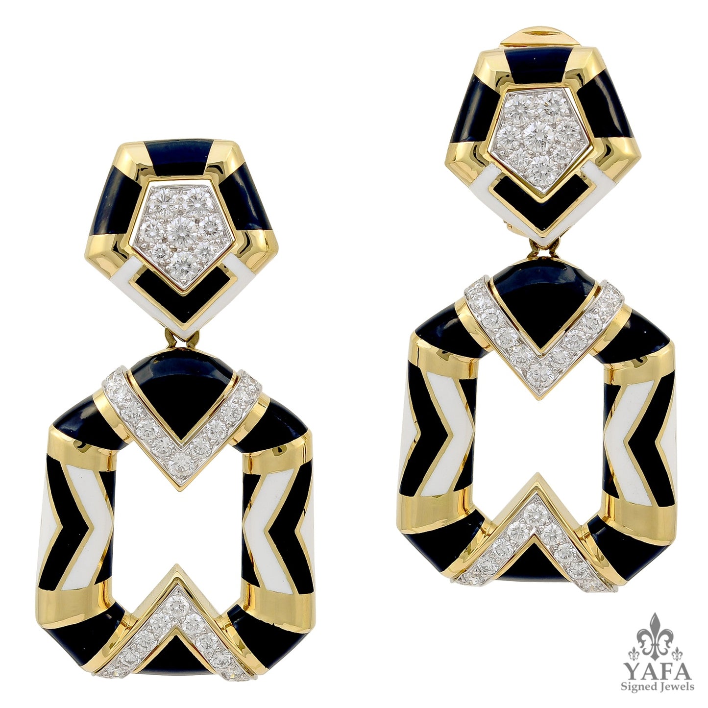 DAVID WEBB Diamond Chevron Earrings