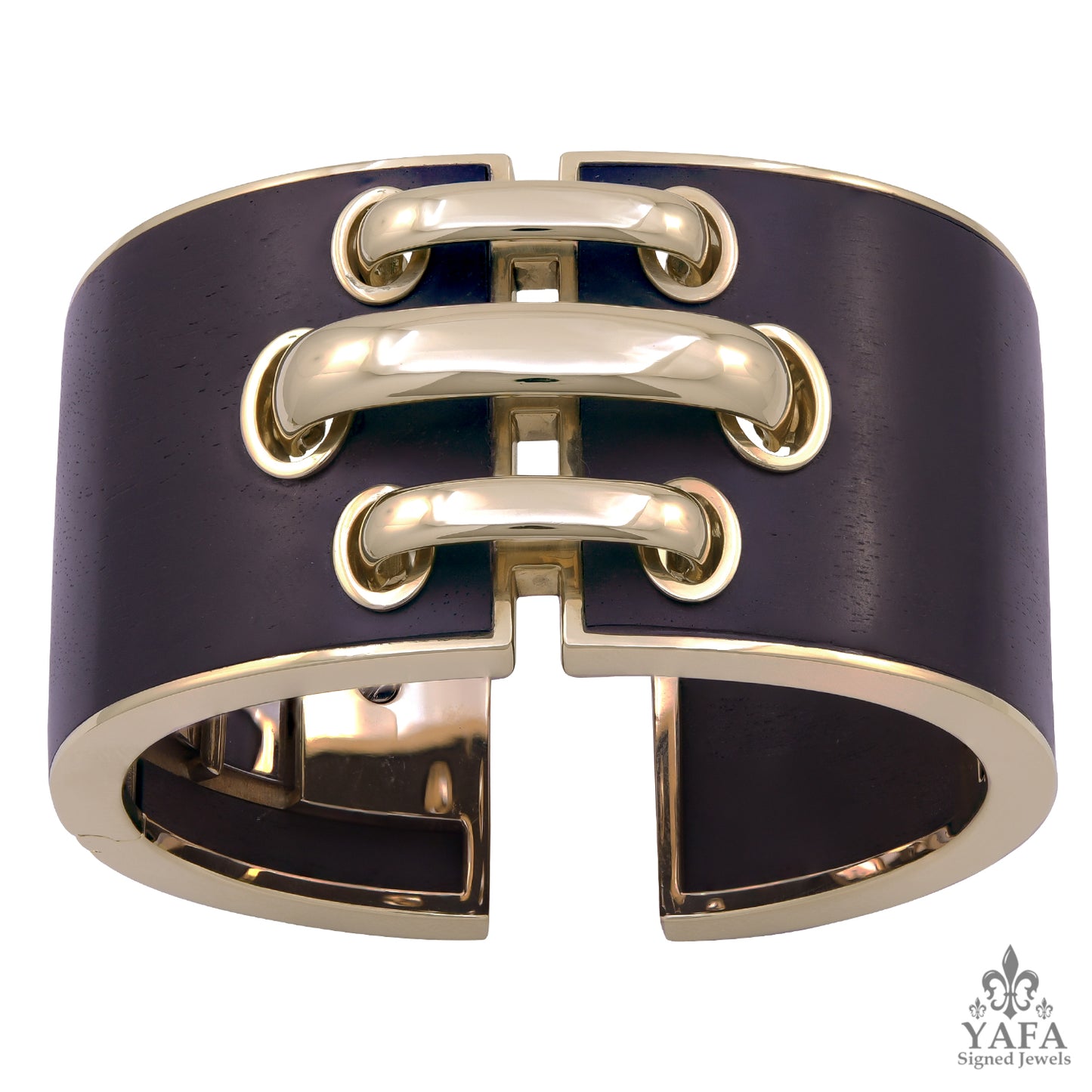 DAVID WEBB Ebony Wood Shoelace Cuff Bracelet