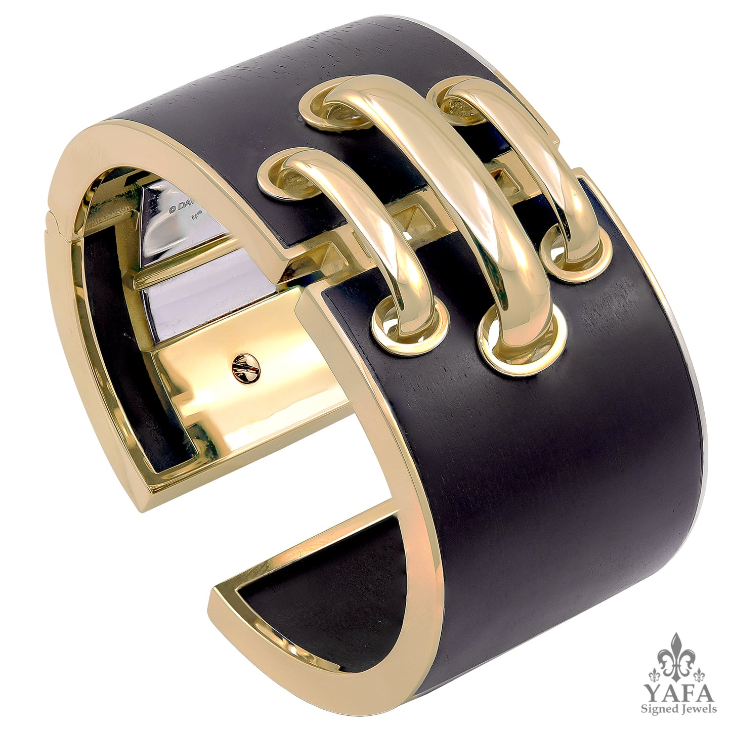 DAVID WEBB Ebony Wood Shoelace Cuff Bracelet