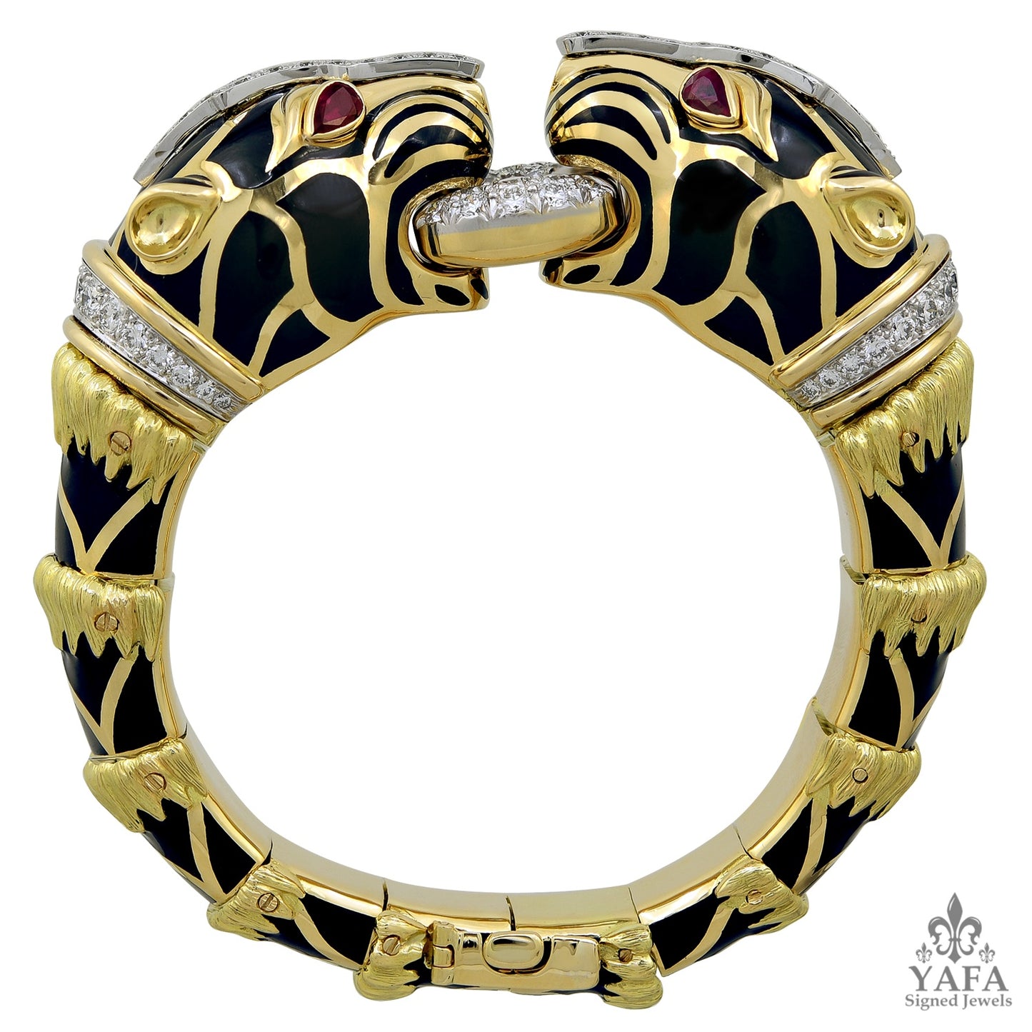 DAVID WEBB Ruby, Diamond Double Head Lion Bracelet
