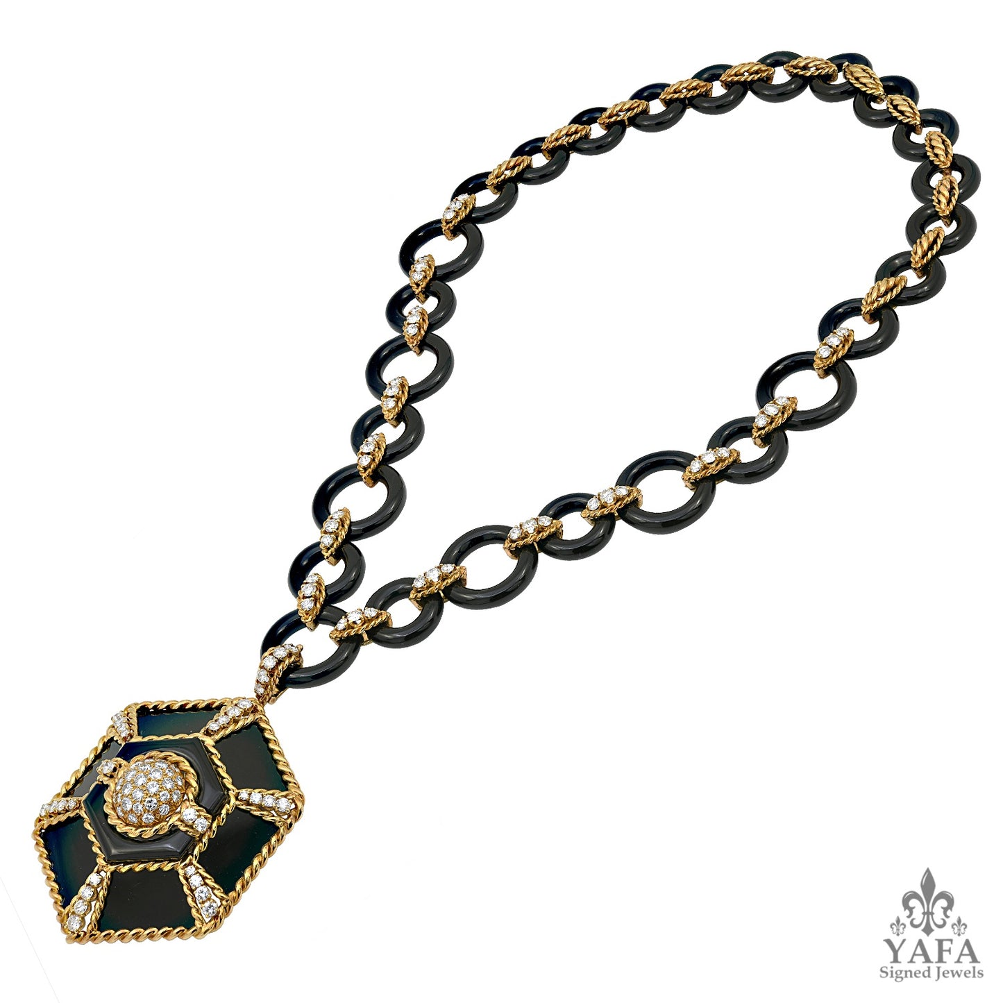 VAN CLEEF & ARPELS Diamond, Onyx Pendant Necklace