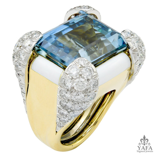 DAVID WEBB Diamond, Aquamarine Ring