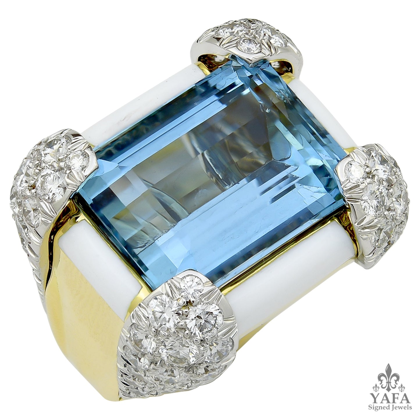 DAVID WEBB Diamond, Aquamarine Ring