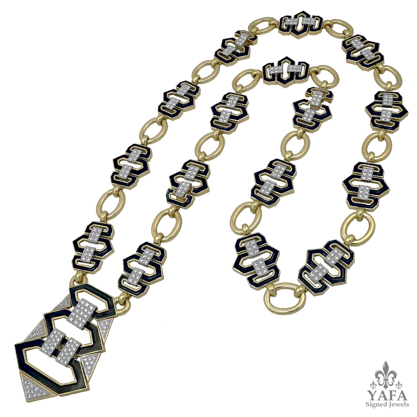 DAVID WEBB Triptych Link Diamond Lex Necklace