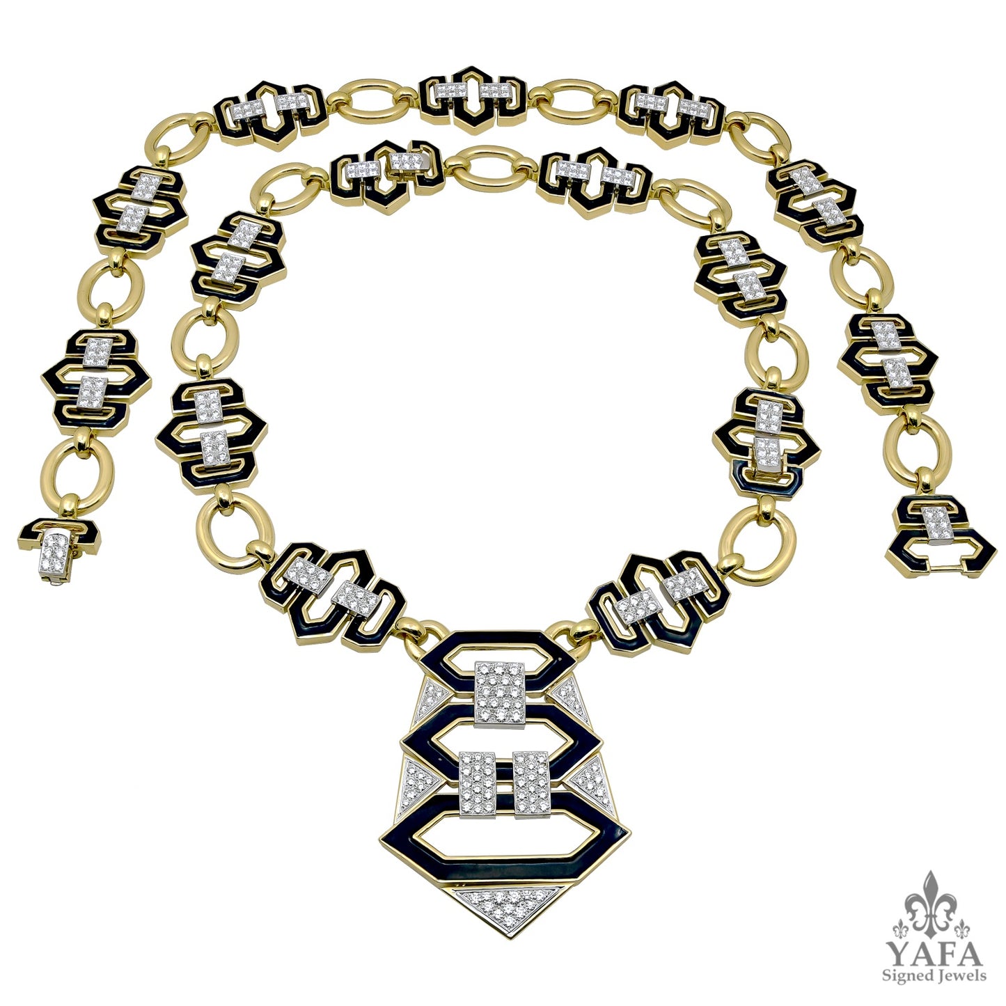DAVID WEBB Triptych Link Diamond Lex Necklace