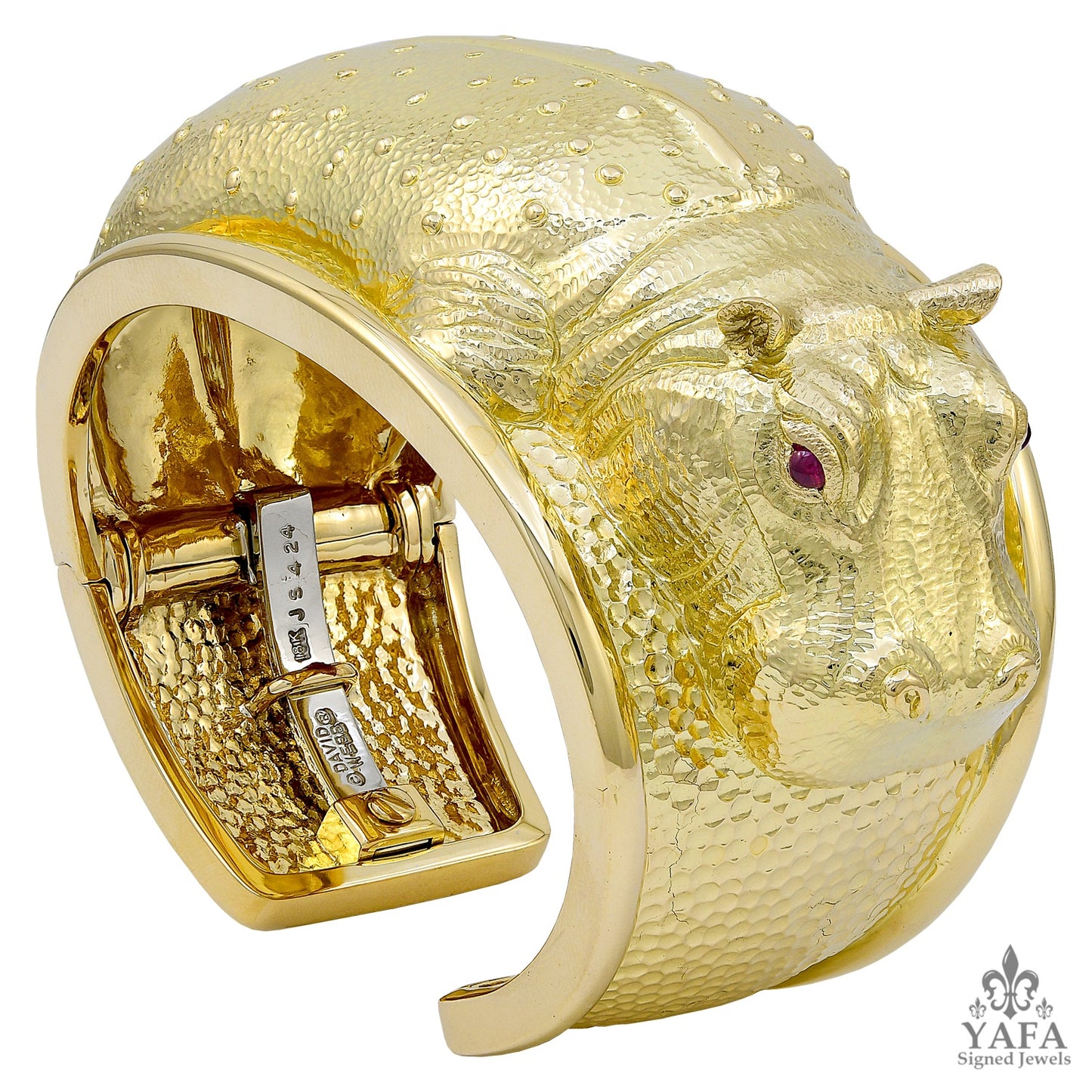 DAVID WEBB Hammered Repousse Hippo Bracelet