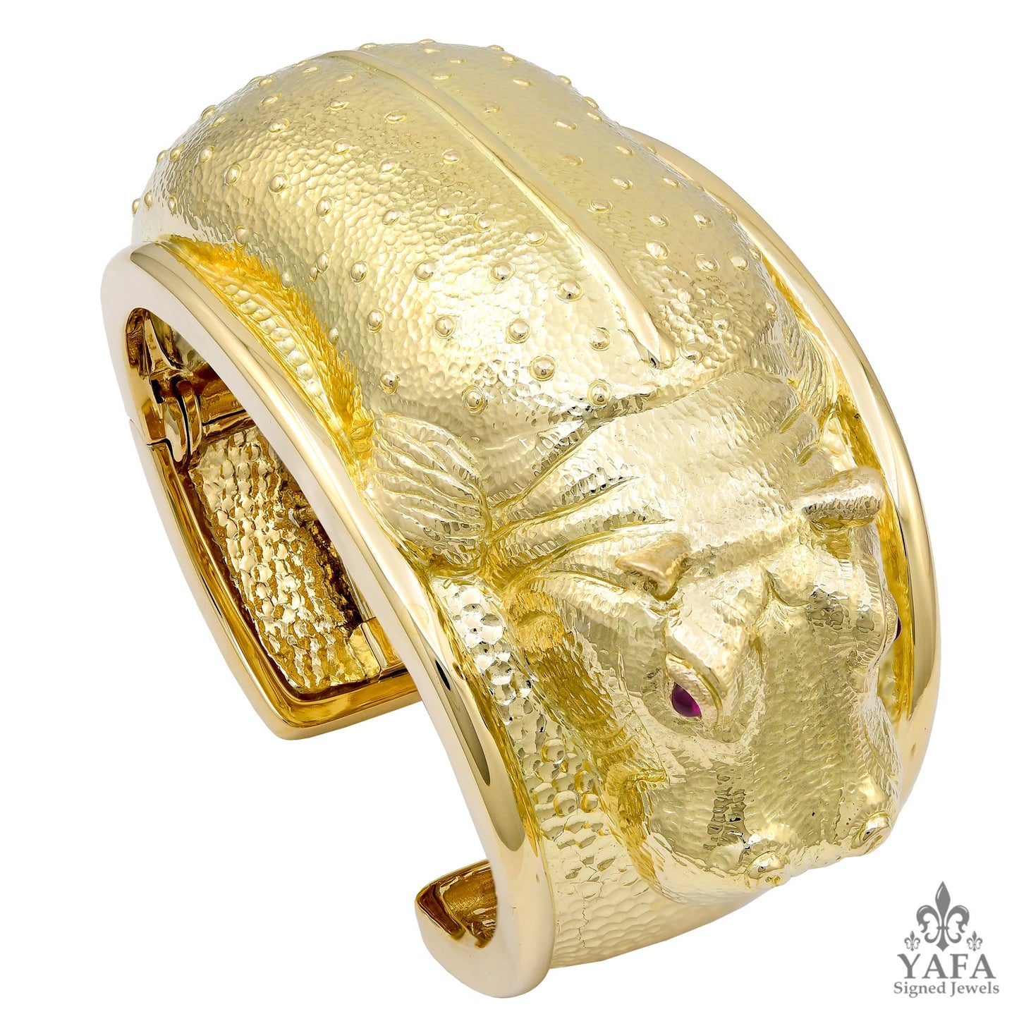 DAVID WEBB Hammered Repousse Hippo Bracelet