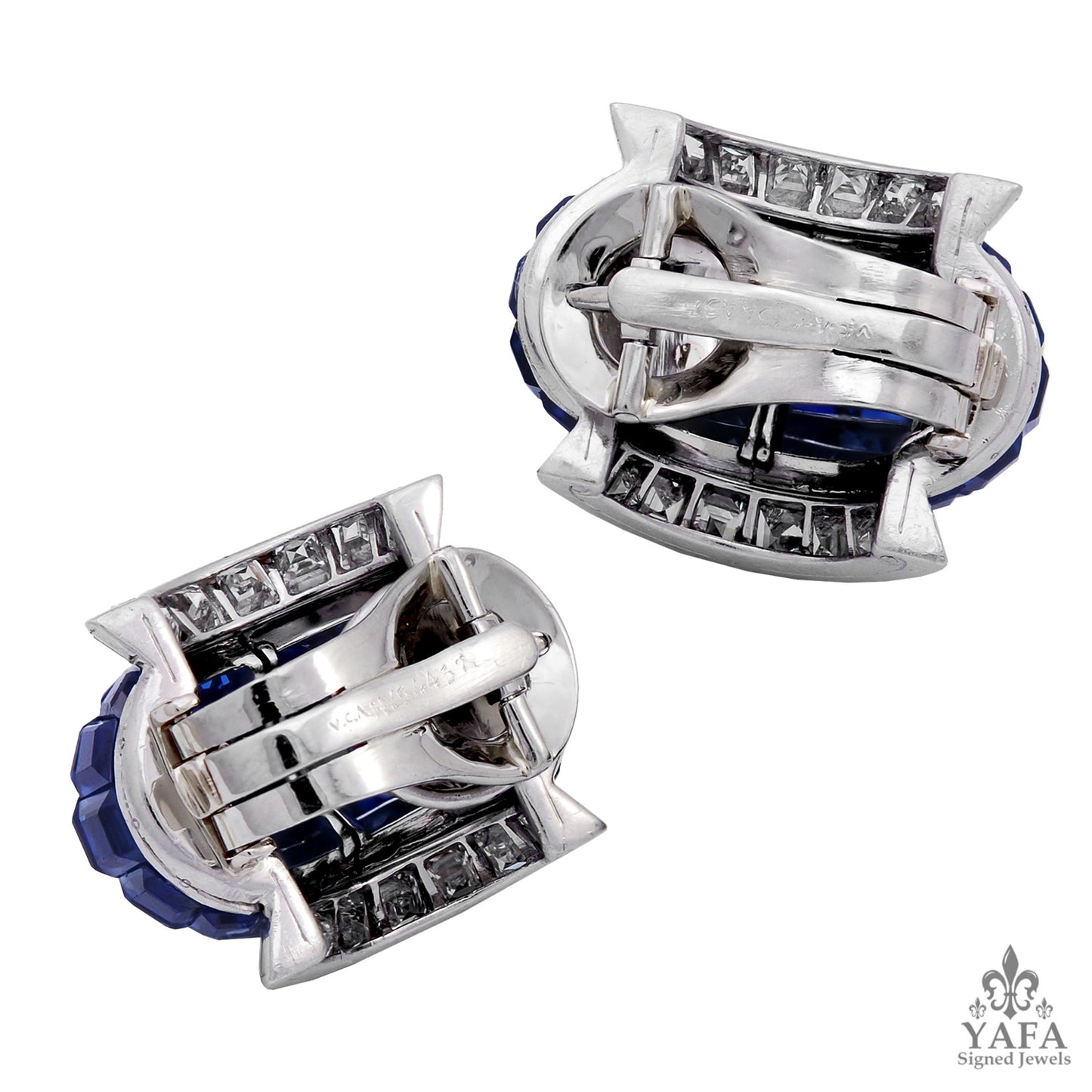 VAN CLEEF & ARPELS Mystery-Set Sapphire, Diamond Earrings