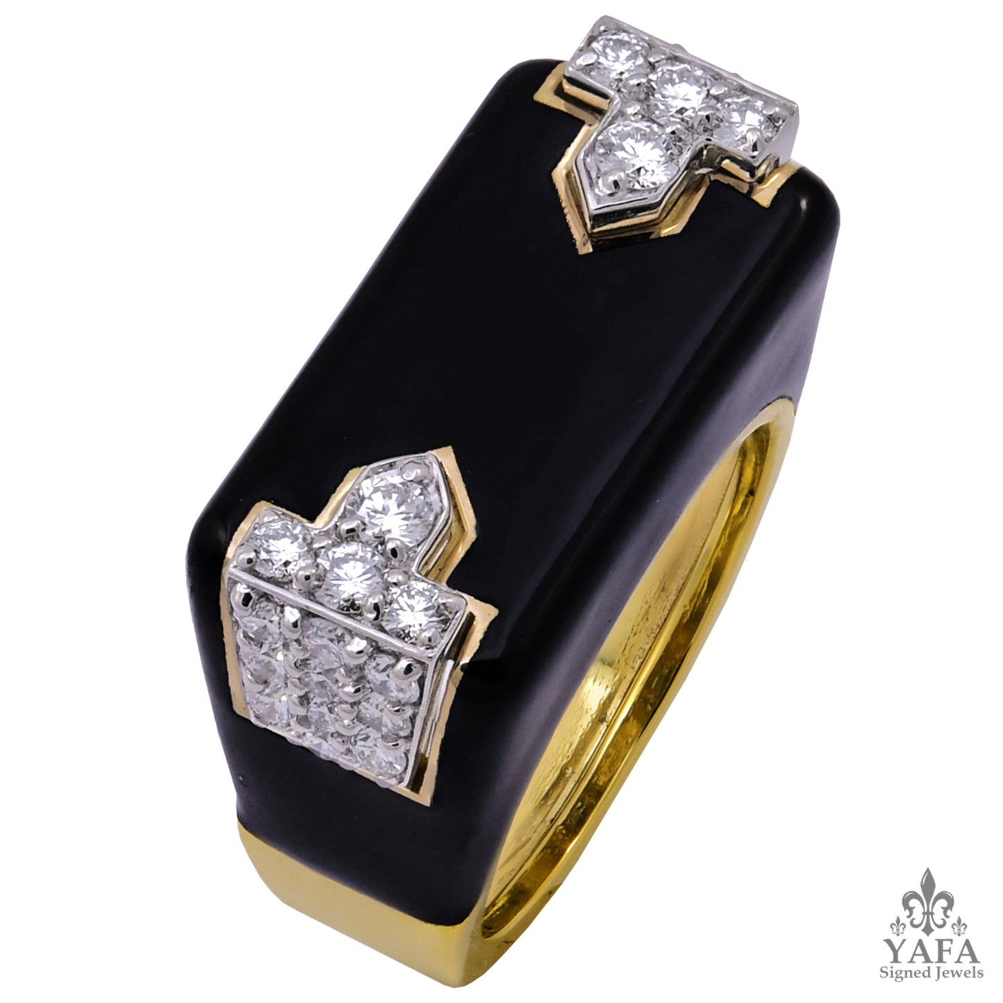 DAVID WEBB Black Enamel Diamond Hero Ring