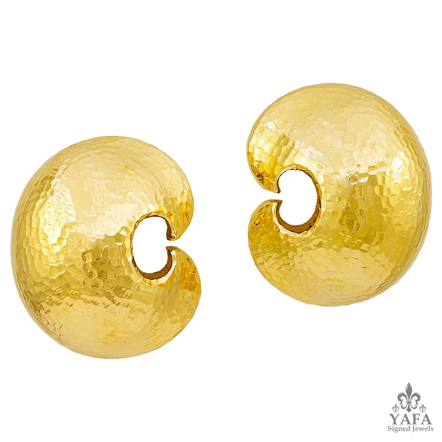 DAVID WEBB Hammered Crescent Earrings