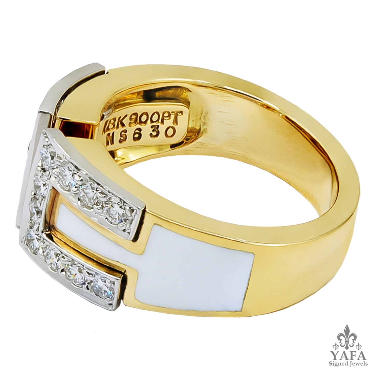 DAVID WEBB Diamond, White Enamel Gap Ring
