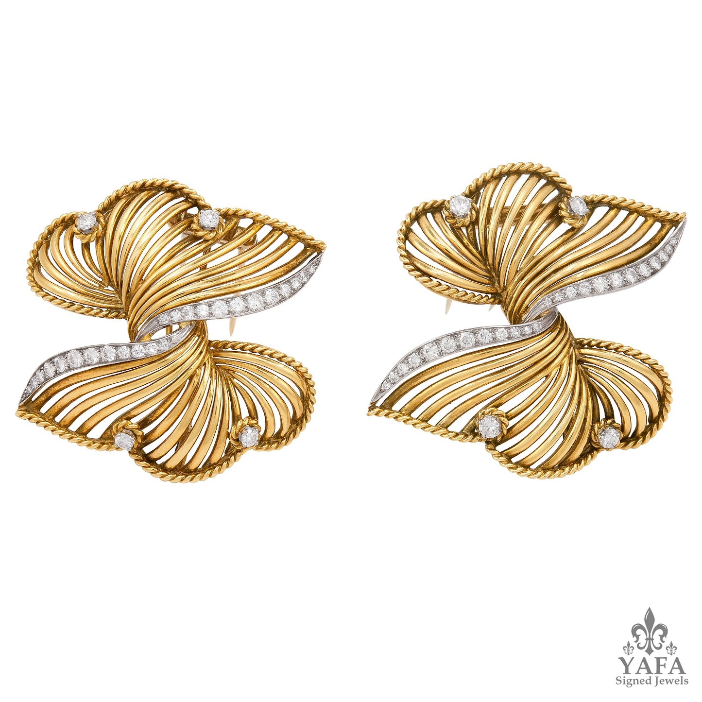CARTIER Diamond Two Swirl Brooch