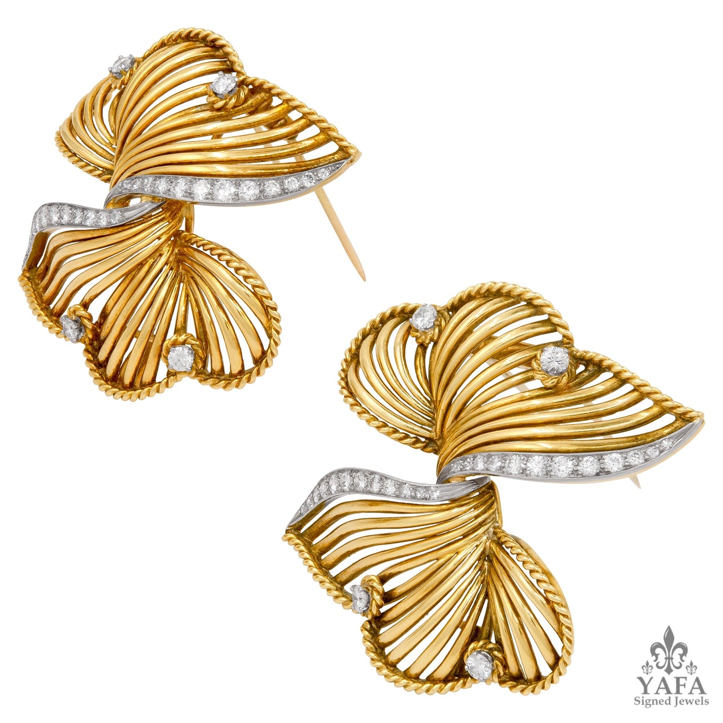 CARTIER Diamond Two Swirl Brooch