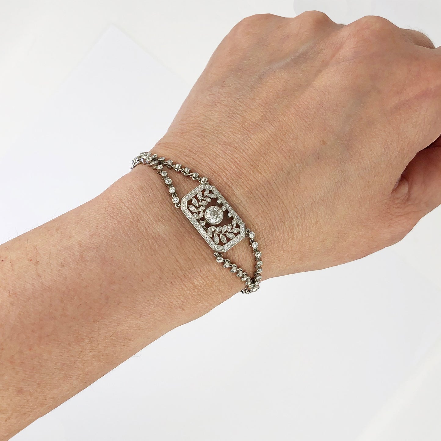 Modern Diamond Platinum Bracelet