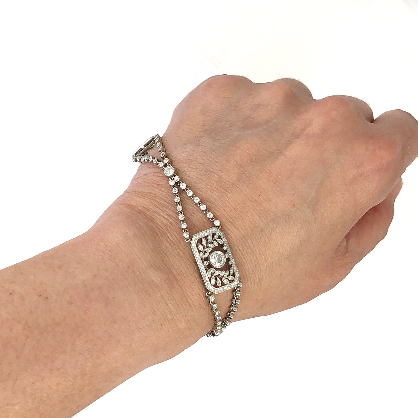 Modern Diamond Platinum Bracelet