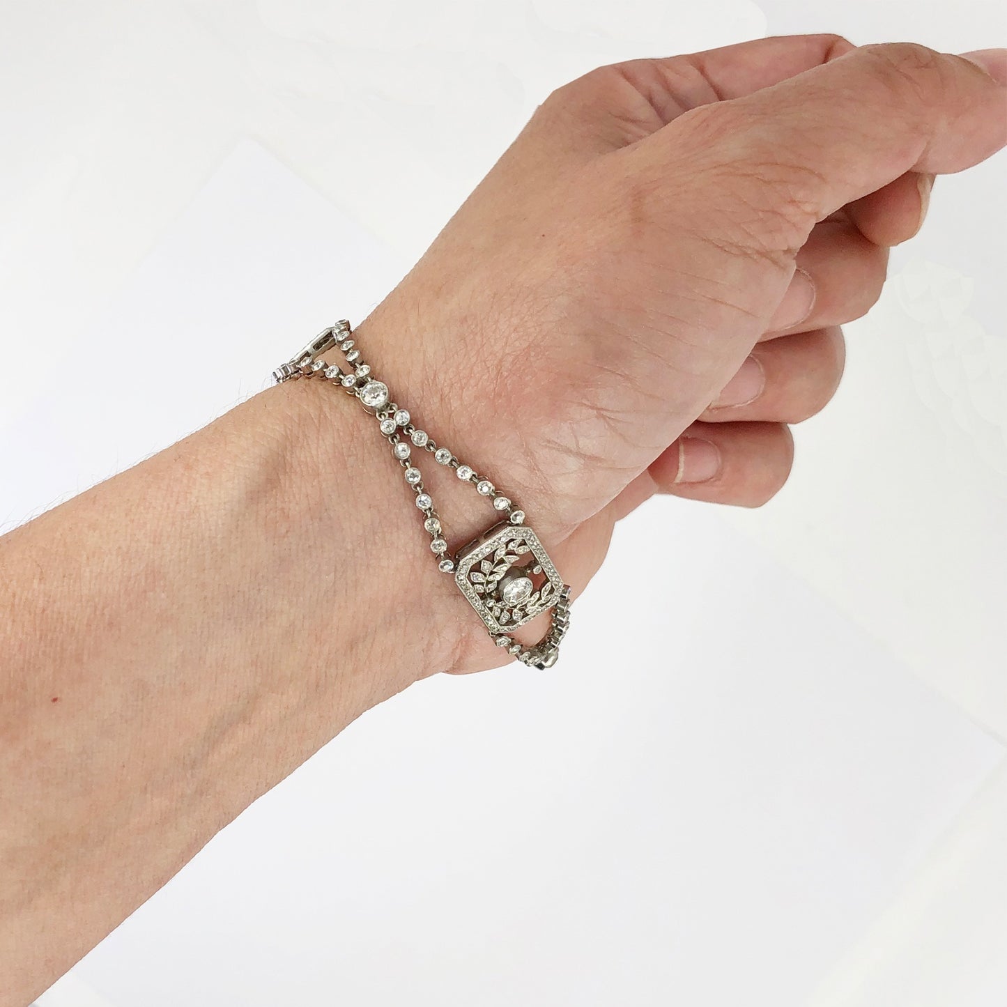 Modern Diamond Platinum Bracelet