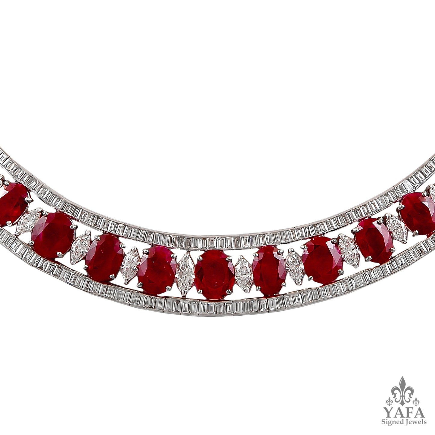 Platinum Ruby, Diamond Necklace