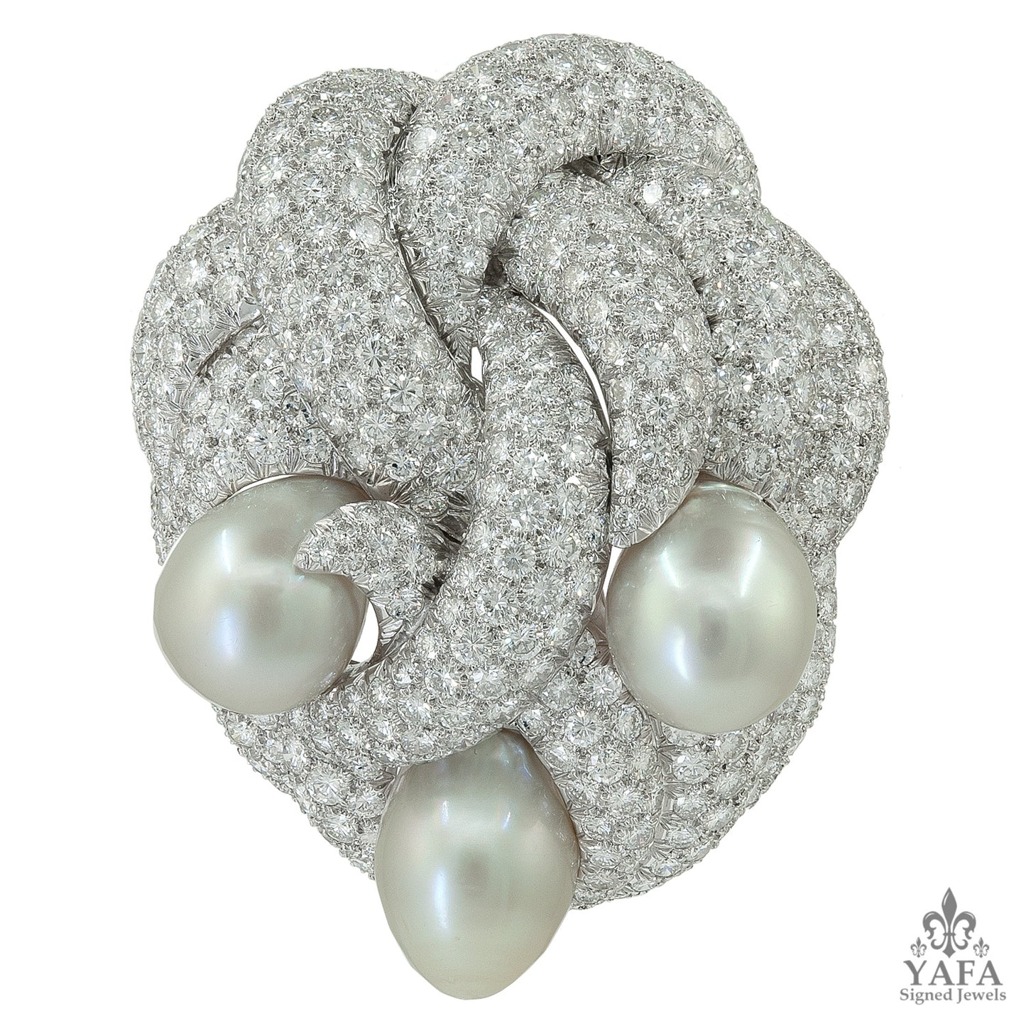 DAVID WEBB Diamond, Pearl Brooch