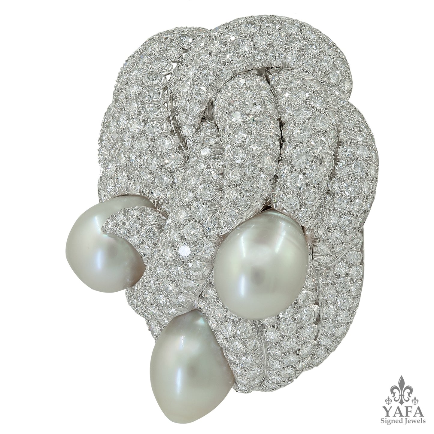 DAVID WEBB Diamond, Pearl Brooch