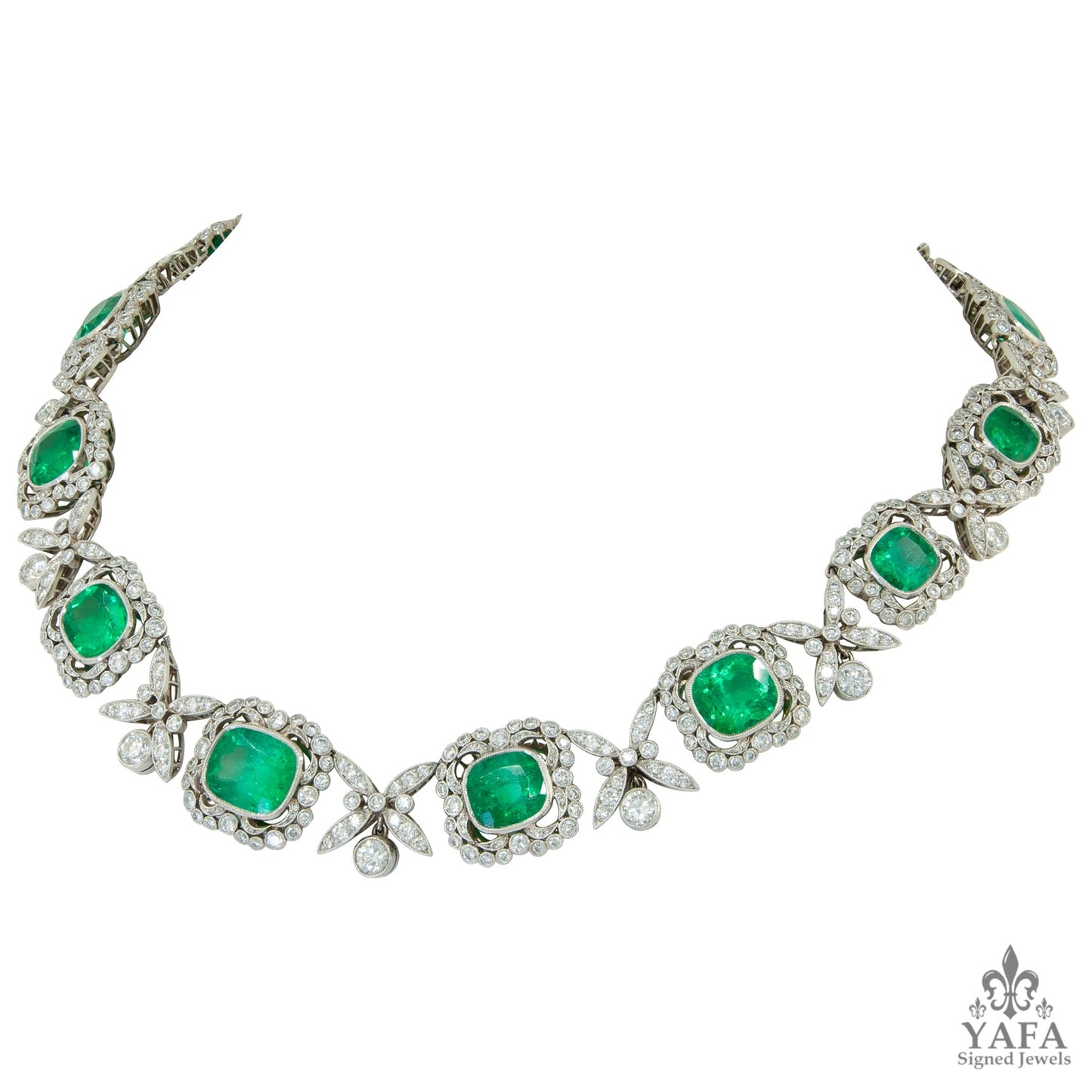 Platinum Colombian Emerald, Diamond Necklace