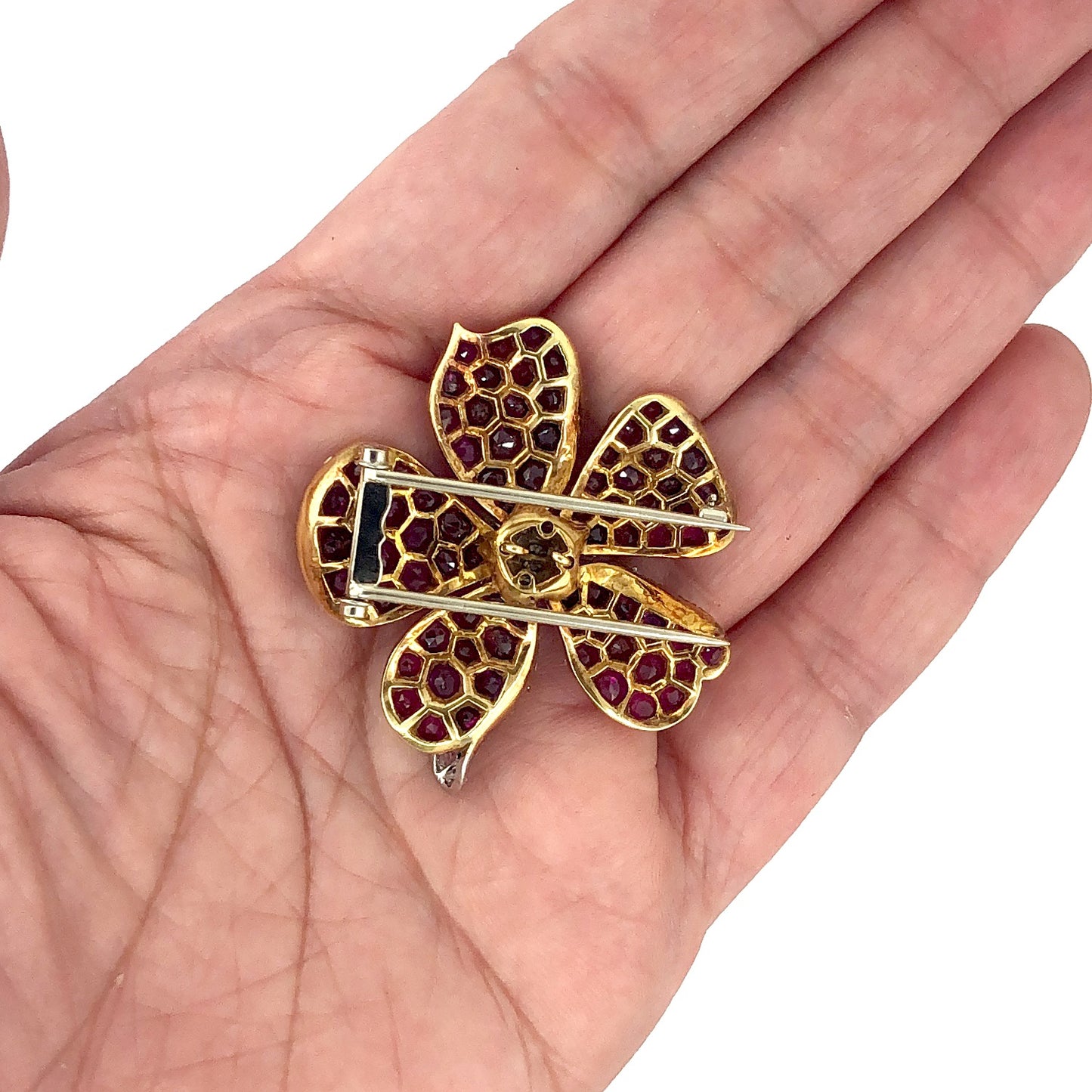 Two-Tone Diamond, Ruby Brooch
