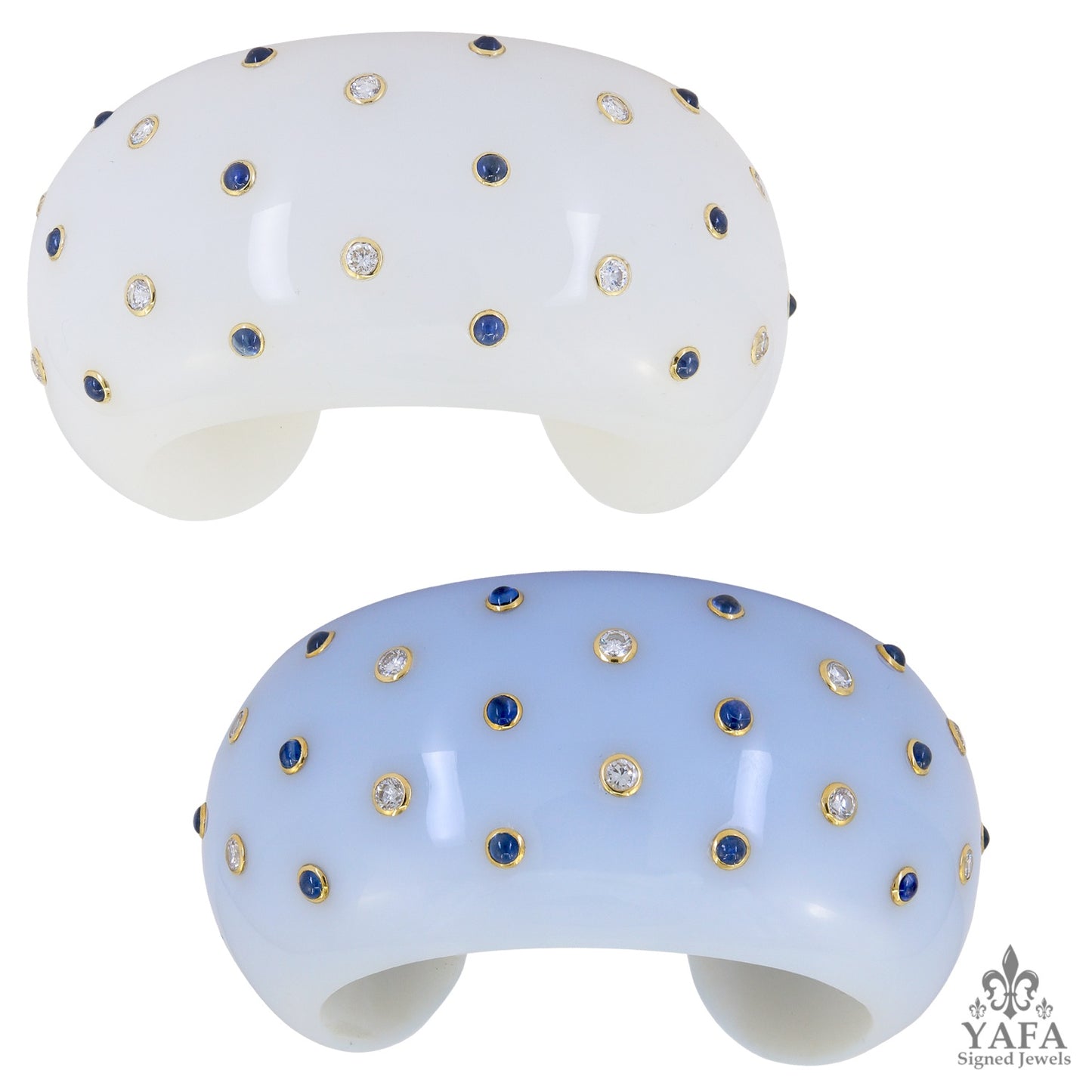 VERDURA Diamond Sapphire Cuff Bracelets