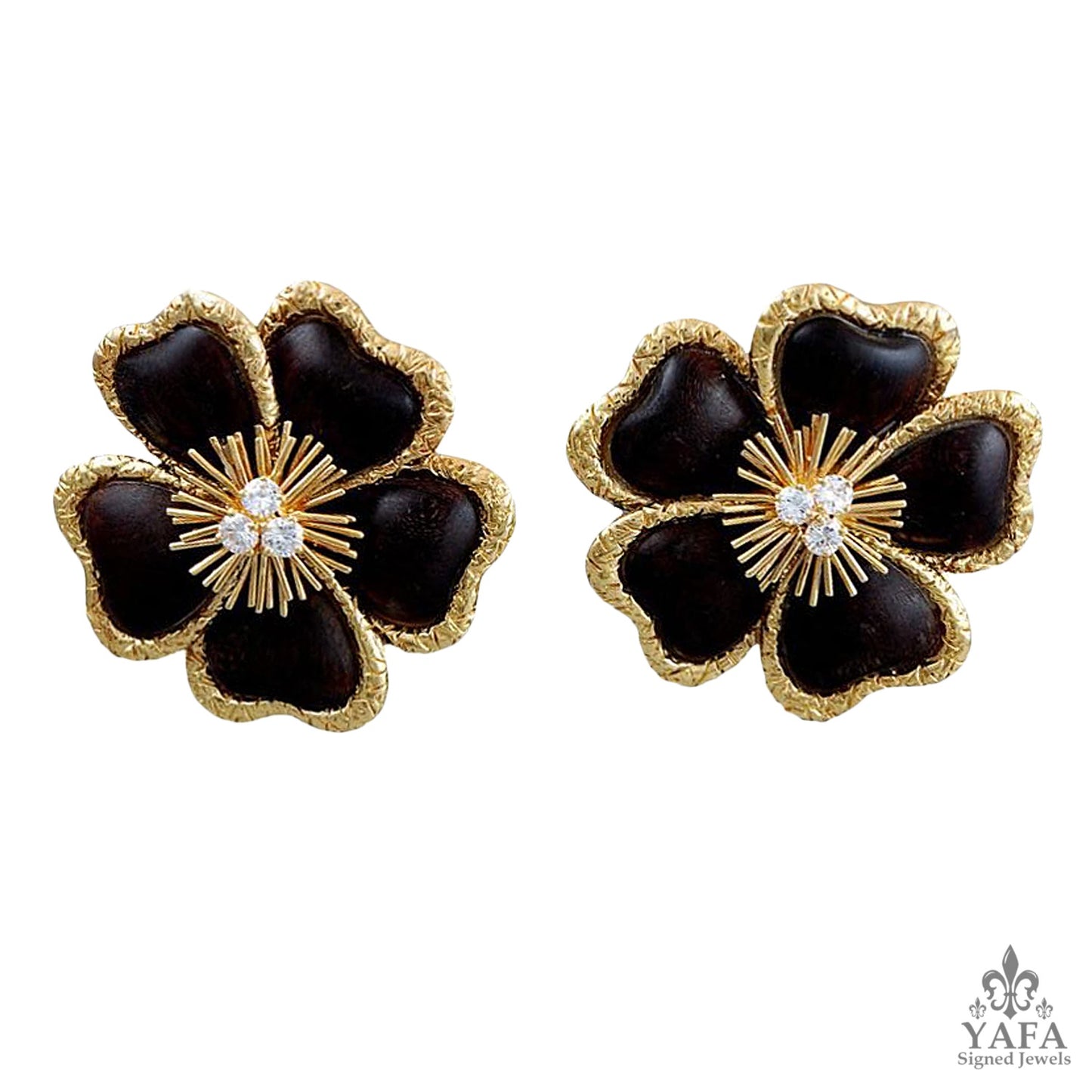 VAN CLEEF & ARPELS Diamond Wood Clematis Earrings