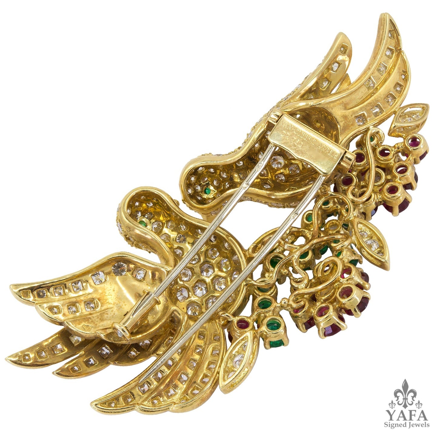 VAN CLEEF & ARPELS Diamond, Ruby, Emerald Love Birds Brooch