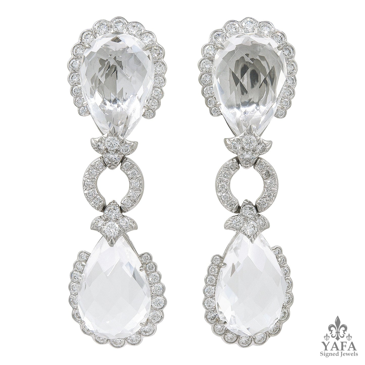 DAVID WEBB Diamond, Faceted Rock Crystal Earrings