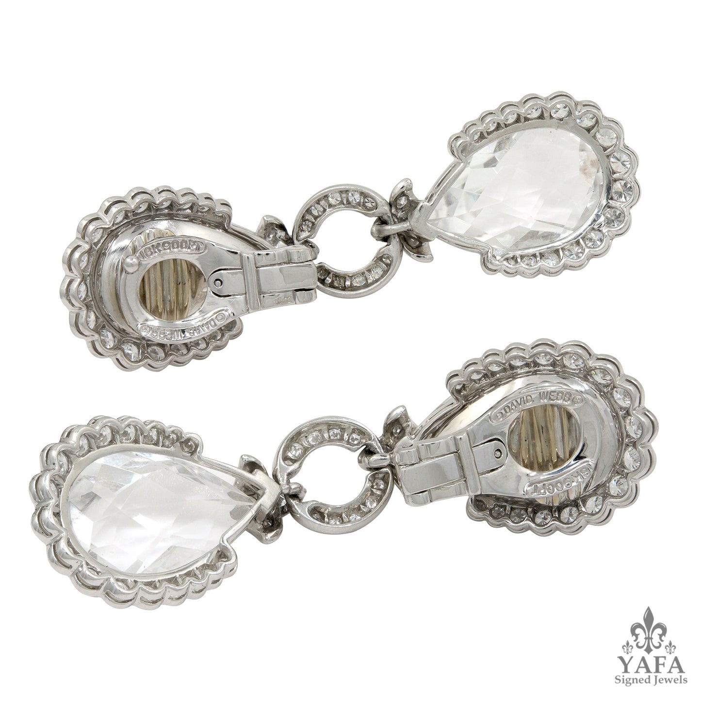 DAVID WEBB Diamond, Faceted Rock Crystal Earrings