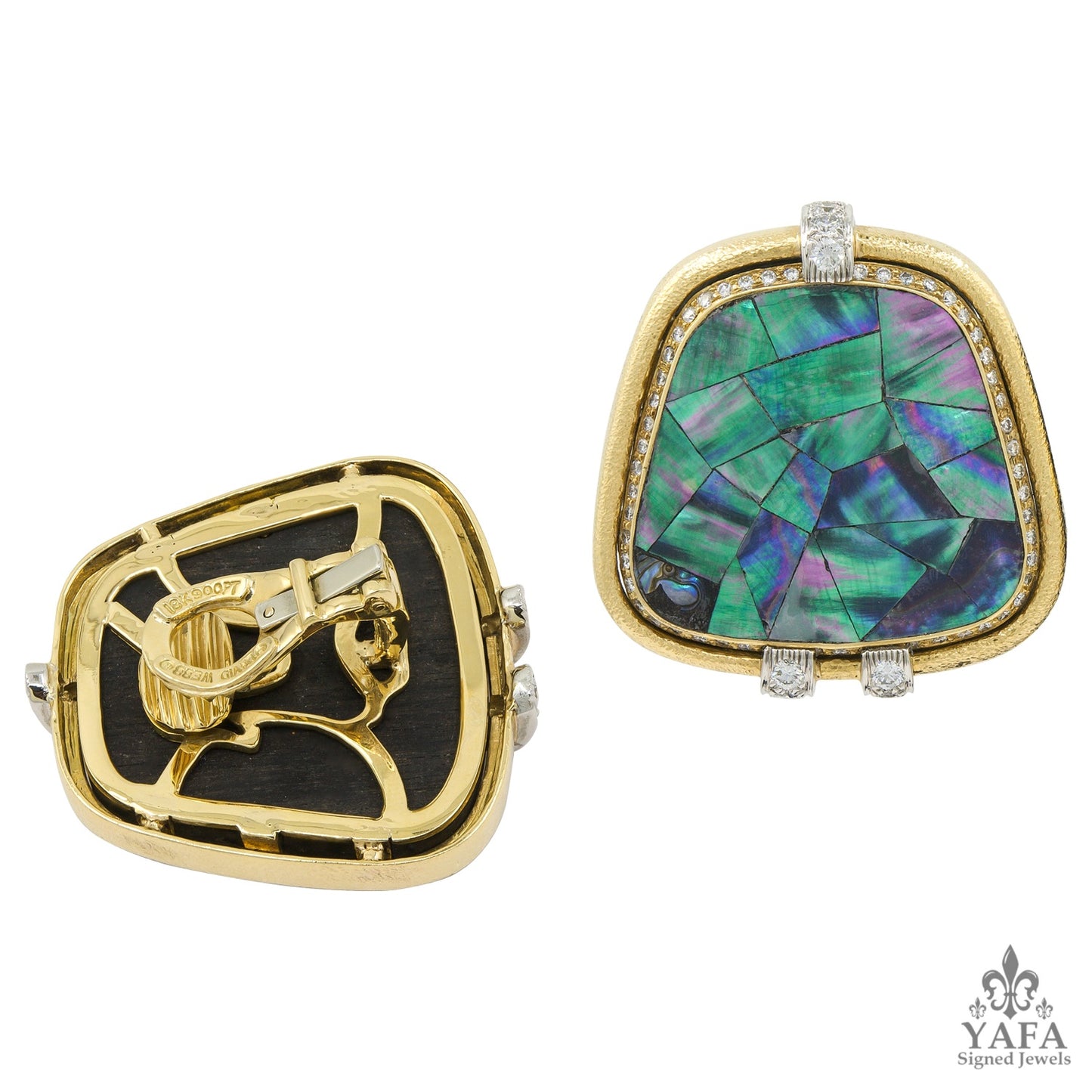 DAVID WEBB Abalone Shells, Diamond Earrings