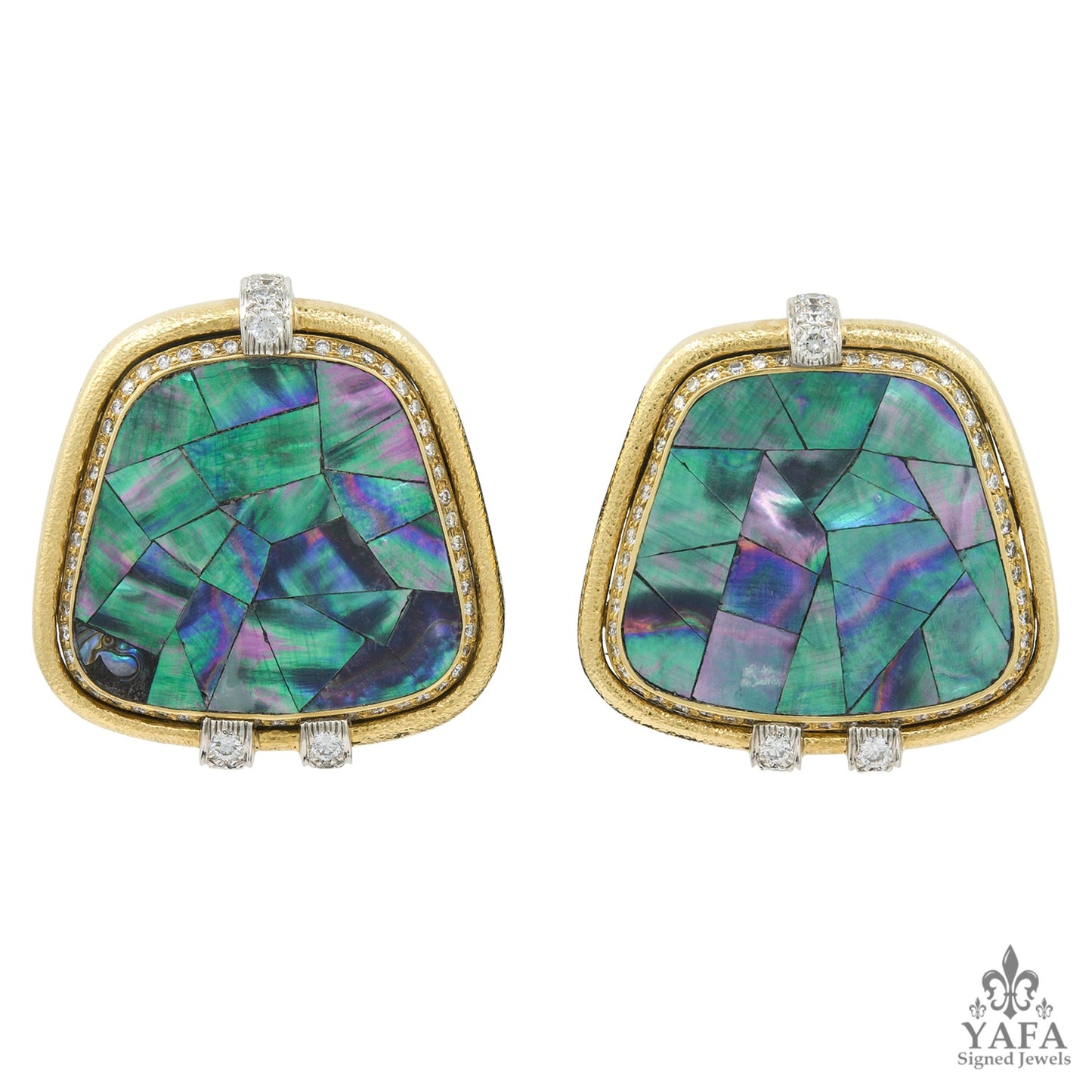 DAVID WEBB Abalone Shells, Diamond Earrings