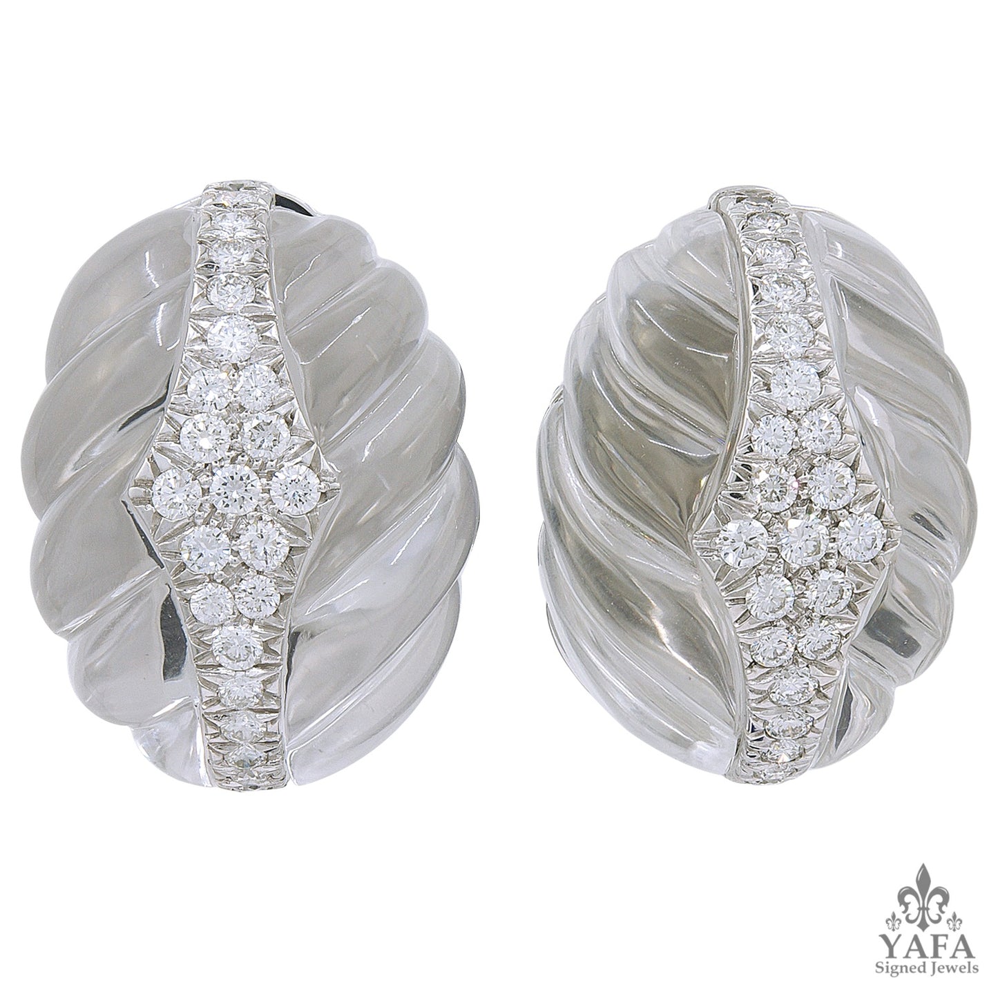 DAVID WEBB Carved Crystal, Diamond Earrings
