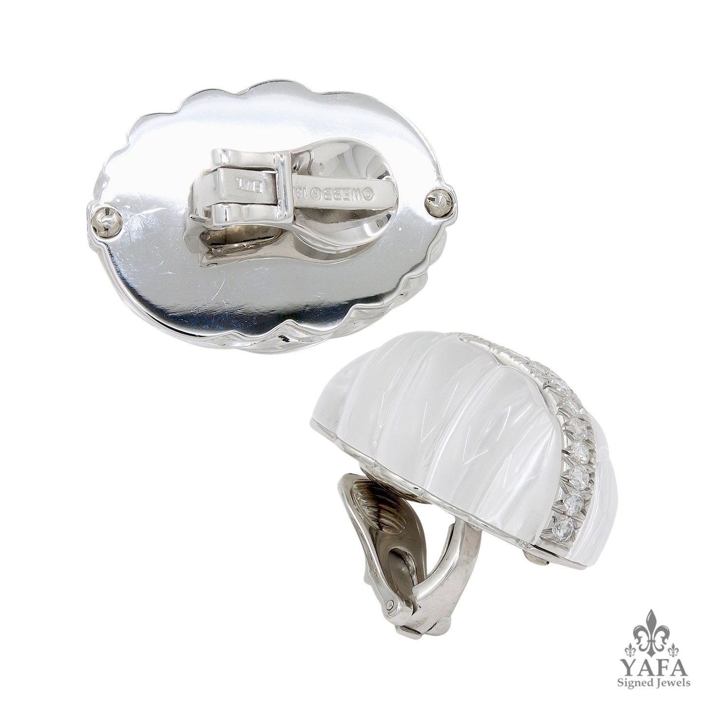 DAVID WEBB Carved Crystal, Diamond Earrings