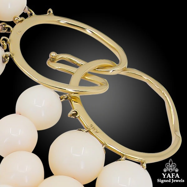 Three Strand White Coral Beads Necklace