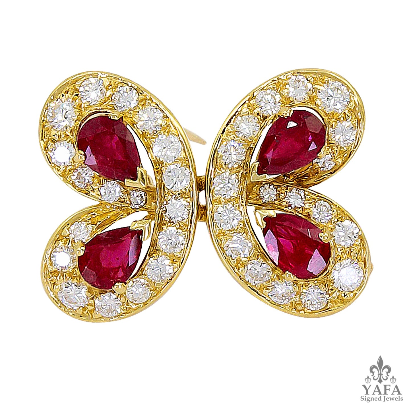 VAN CLEEF & ARPELS Diamond Ruby Butterfly Brooch