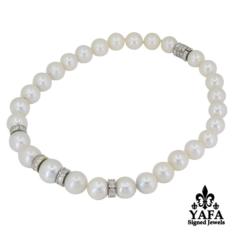 Pearl Diamond Rondelle Matinee Necklace